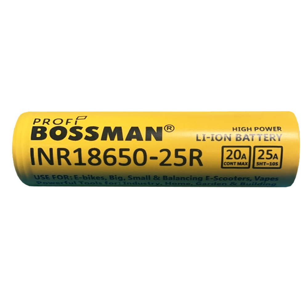 Аккумулятор Li-ion 3.7V 2500mAh INR18650-25R Bossman Profi