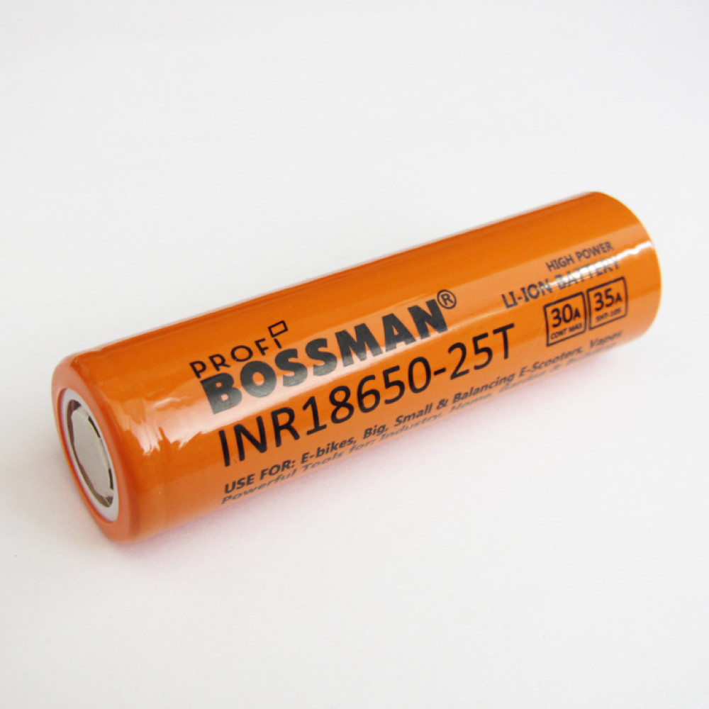 Аккумулятор Li-ion 3.7V 2500mAh Bossman-Profi INR18650-25T