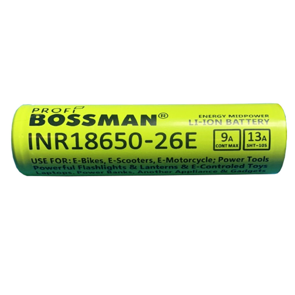 Аккумулятор Li-ion 3.7V 2600mAh INR18650-26E Bossman Profi